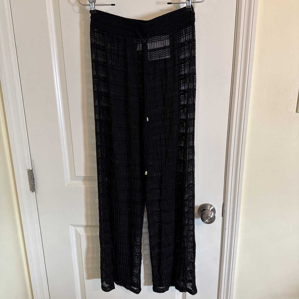 New Jordan Taylor Black Sheer Swim Cover Up Pants Sz Small Beach Resort Wear